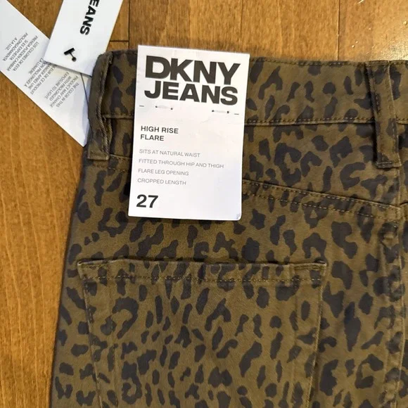 DKNY Women's High Rise Brown Black Leopard Print Size 27 NWT Pants - Picture 9 of 11